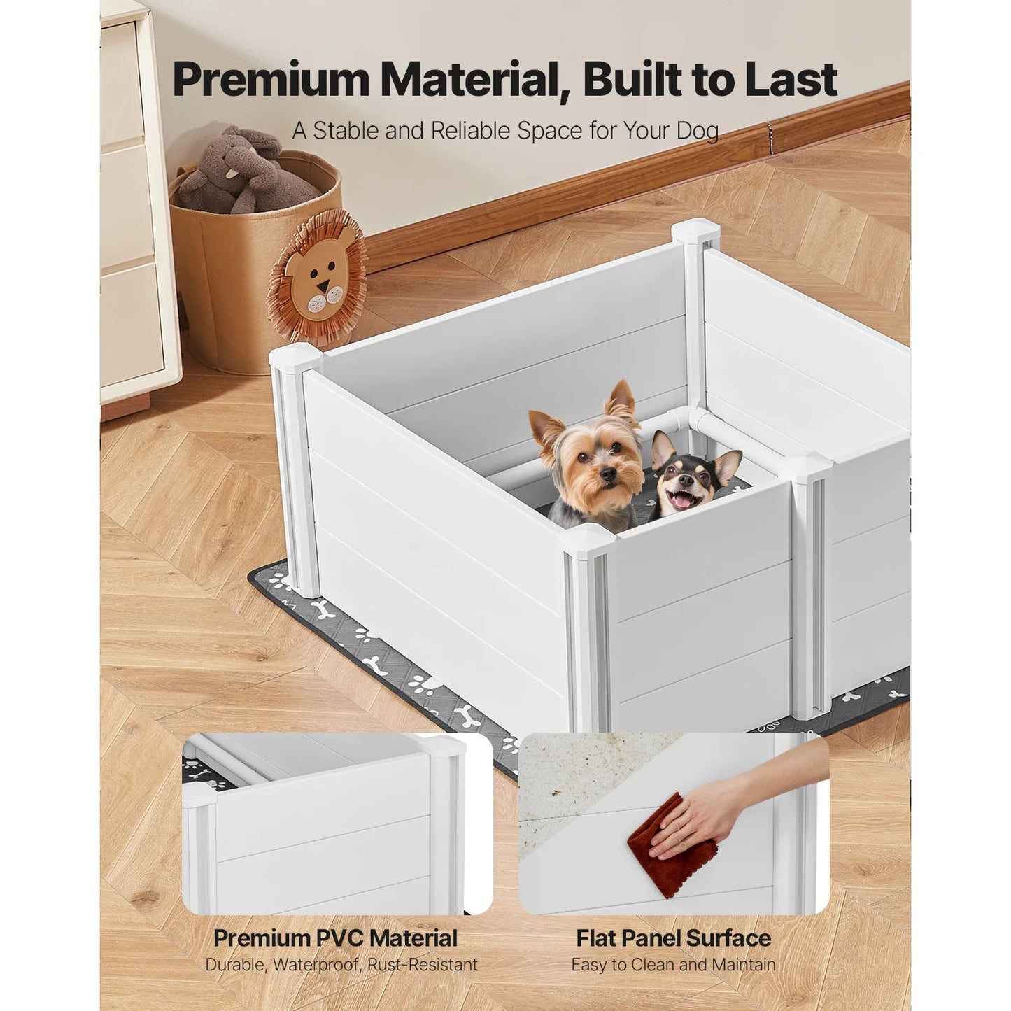 Whelping Box PVC Playpen With Adjustable Door And Pee Pad