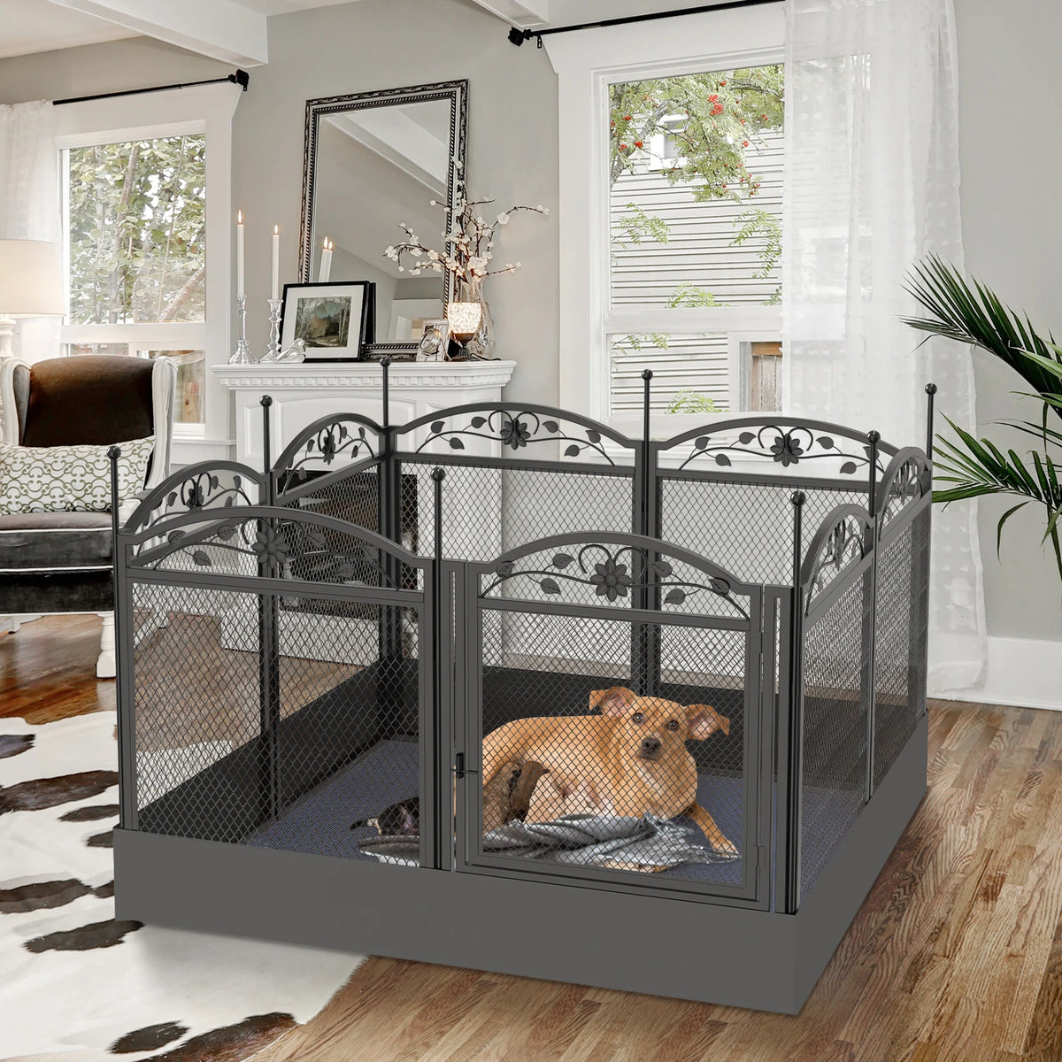 BORWART Heavy Duty Dog Playpen Enclosure For Pets Indoors Outdoors