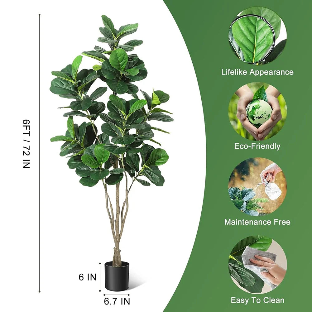 HiMISS Fiddle Leaf Fig Artificial Tree With Pot Home Decor