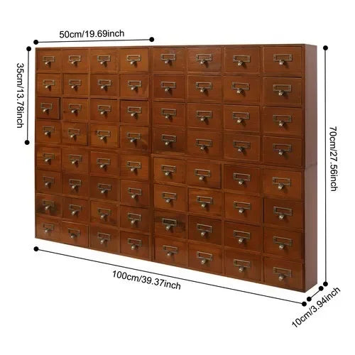 Bymaocar 64 Drawer Pine Wood Tabletop Organizer Cabinet