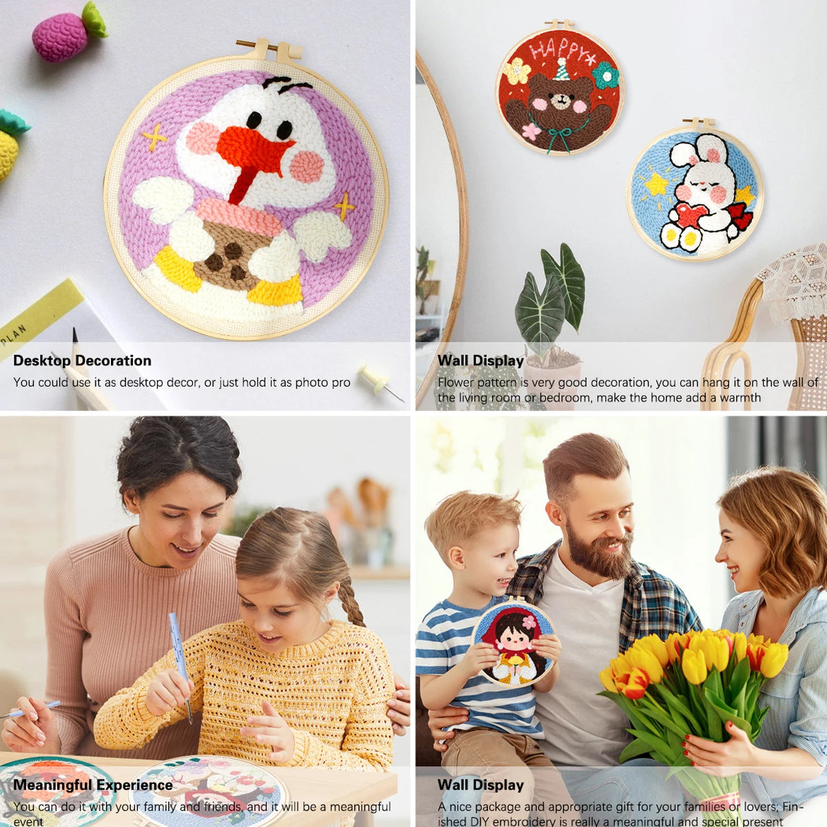 DIY Punch Needle Embroidery Starter Kit for Beginners Cartoon Animals